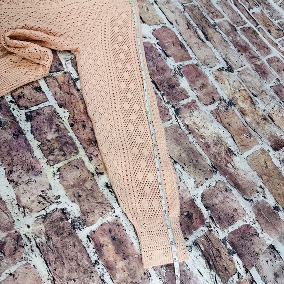 White House Black Market Blush Pointelle V-Neck Knit Sweater Women's Large - Picture 11 of 16